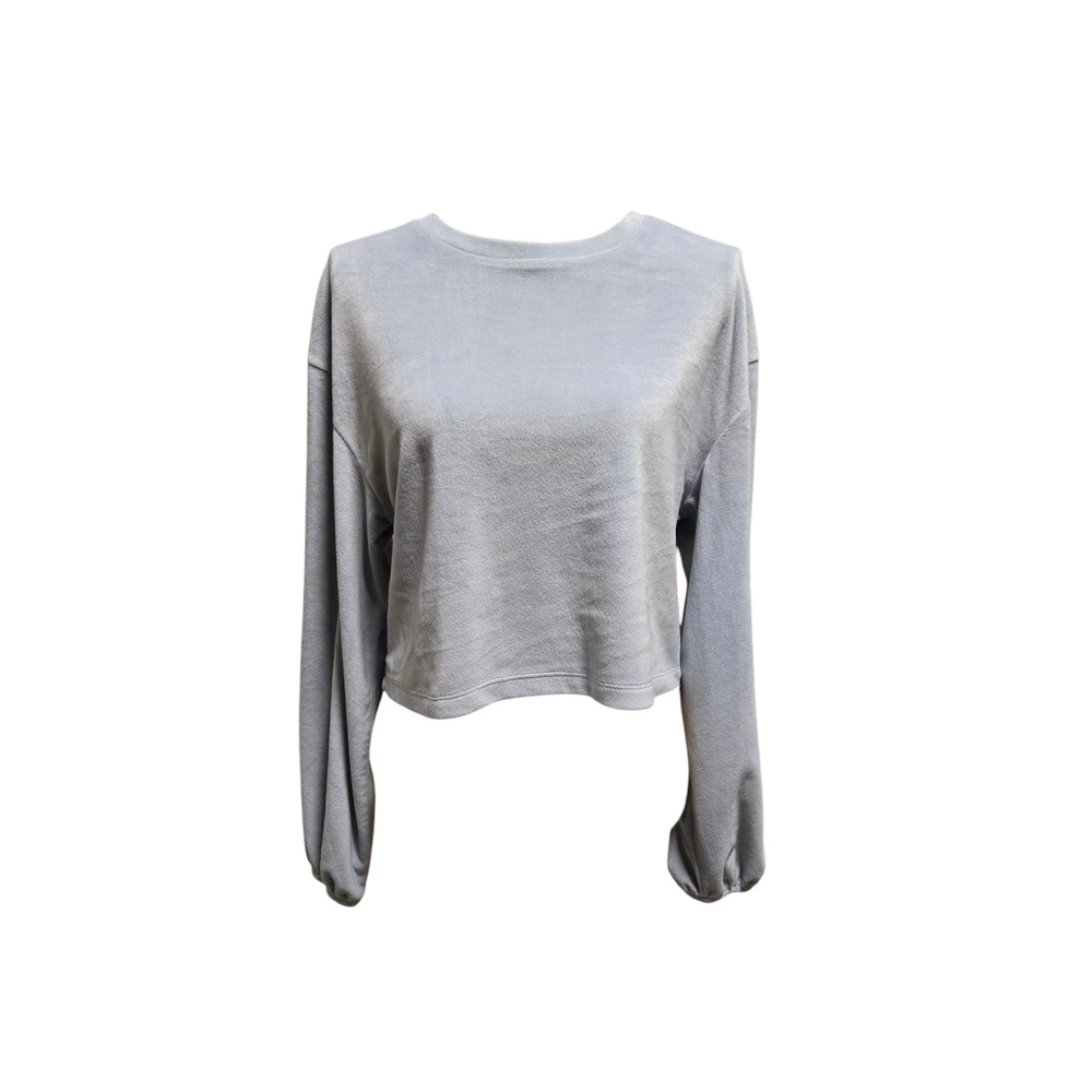 Altar'd State sky blue velvet cropped pullover, size medium